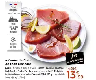 Thiriet 4 Cœurs de filets de thon albacore offre