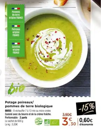 Thiriet Potage poireaux/ Pommes de terre biologique offre