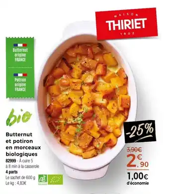 Thiriet Butternut et potiron en morceaux biologiques offre