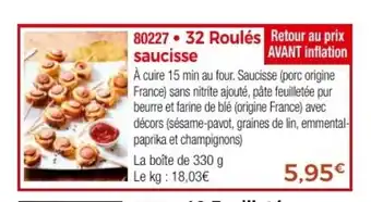 Thiriet 32 Roulés saucisse offre