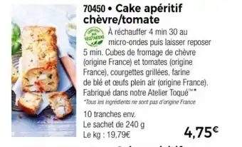 Thiriet Cake apéritif chèvre/tomate offre