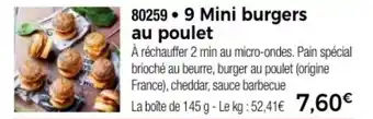 Thiriet 9 Mini burgers au poulet offre