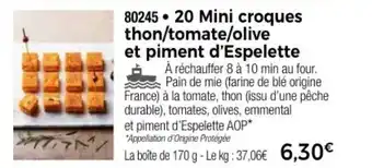 Thiriet 20 Mini croques thon/tomate/olive et piment d'Espelette offre