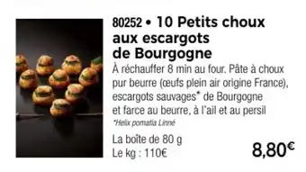 Thiriet 10 Petits choux aux escargots de Bourgogne offre