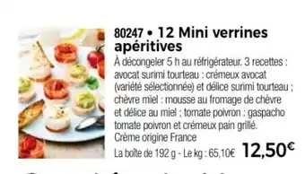 Thiriet 12 Mini verrines apéritives offre