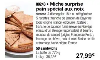 Thiriet Miche surprise pain spécial aux noix offre