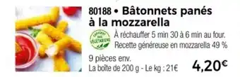 Thiriet Bâtonnets panés à la mozzarella offre