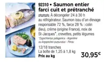 Thiriet Saumon entier farci cuit et prétranché offre