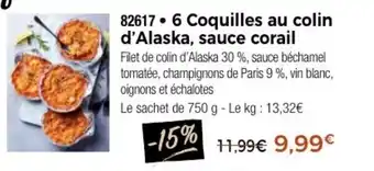 Thiriet 6 Coquilles au colin d'Alaska, sauce corail offre