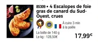 Thiriet 4 Escalopes de foie gras de canard du Sud-Ouest, crues offre