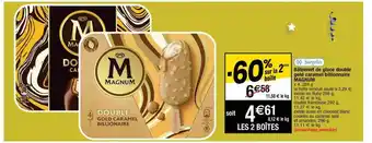 Cora x Carrefour Bâtonnet De Glace Double Gold Caramel Billionnaire Magnum offre