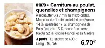 Thiriet Garniture au poulet, quenelles et champignons offre
