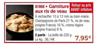 Thiriet Garniture aux ris de veau offre