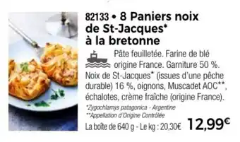 Thiriet 8 Paniers noix de St-Jacques à la bretonne offre