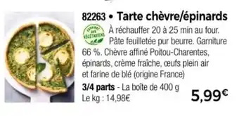 Thiriet Tarte chèvre/épinards offre