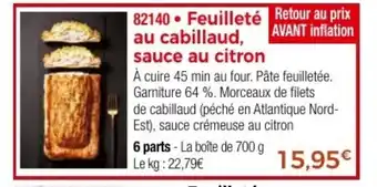 Thiriet Feuilleté au cabillaud, sauce au citron offre