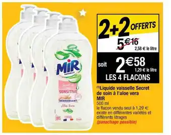 Liquide Vaisselle Secret De Soin à L'aloe Vera Mir