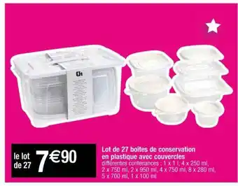 Cora x Carrefour Lot De 27 Boîtes De Conservation En Plastique Avec Couvercles offre