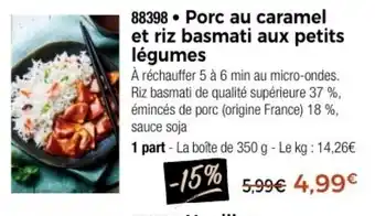 Thiriet Porc au caramel et riz basmati aux petits légumes offre