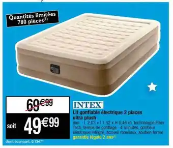 Cora x Carrefour Lit Gonflable électrique 2 Places Ultra Plush Intex offre