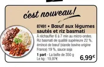 Thiriet Bœuf aux légumes sautés et riz basmati offre