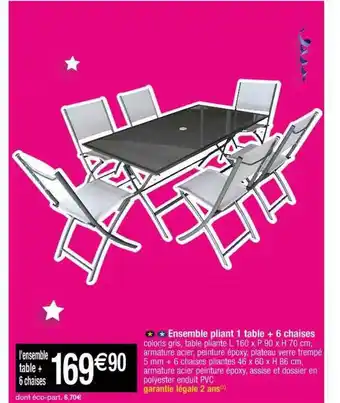 Ensemble Pliant 1 Table + 6 Chaises