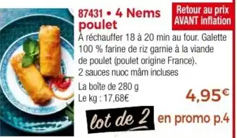 Thiriet 4 Nems poulet offre