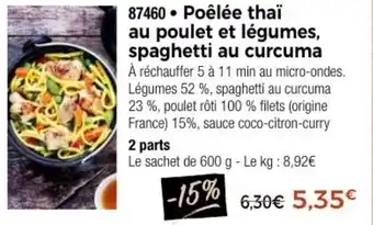 Thiriet Poêlée thaï au poulet et légumes, spaghetti au curcuma offre