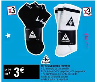 Cora x Carrefour Mi-chaussettes Homme Le Coq Sportif offre