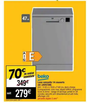 Cora x Carrefour Lave-vaisselle 14 Couverts Beko offre