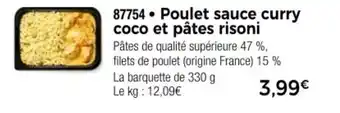 Thiriet Poulet sauce curry coco et pâtes risoni offre