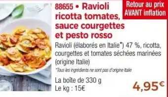 Thiriet Ravioli ricotta tomates, sauce courgettes et pesto rosso offre