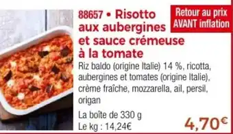 Thiriet Risotto aux aubergines et sauce crémeuse à la tomate offre