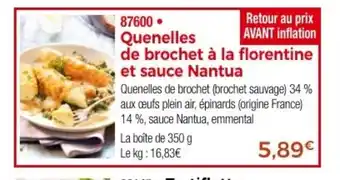 Thiriet Quenelles de brochet à la florentine et sauce Nantua offre