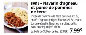 Thiriet Navarin d'agneau et purée de pommes de terre offre