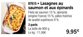 Thiriet Lasagnes au saumon et aux épinards offre