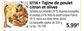 Thiriet Tajine de poulet citron et olives offre