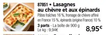 Thiriet Lasagnes au chèvre et aux épinards offre