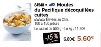 Moules du Pacifique décoquillées cuites