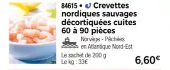 Thiriet Crevettes nordiques sauvages décortiquées cuites 60 à 90 pièces offre