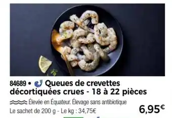 Thiriet Queues de crevettes décortiquées crues - 18 à 22 pièces offre