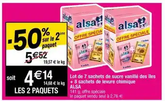 Cora x Carrefour Lot De 7 Sachets De Sucre Vanillé Des îles + 8 Sachets De Levure Chimique Alsa offre