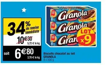 Cora x Carrefour Biscuits Chocolat Au Lait Granola offre