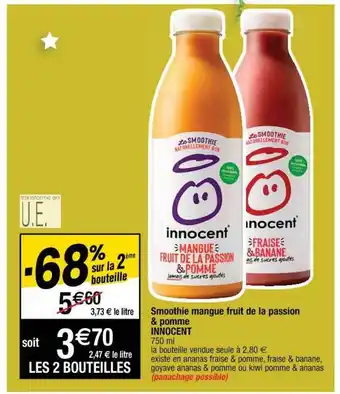 Cora x Carrefour Smoothie Mangue Fruit De La Passion & Pomme Innocent offre