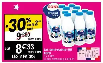 Cora x Carrefour Lait Demi-écrémé Uht Cora offre