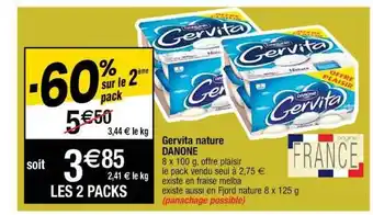 Cora x Carrefour Gervita Nature Danone offre