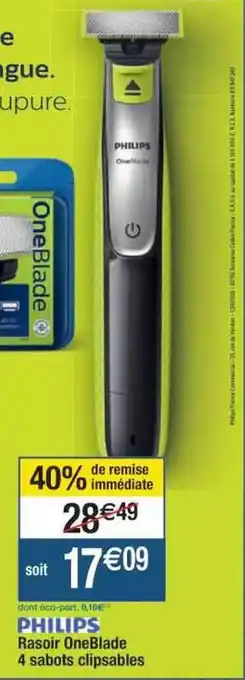 Cora x Carrefour Rasoir Oneblade 4 Sabots Clipsables Philips offre