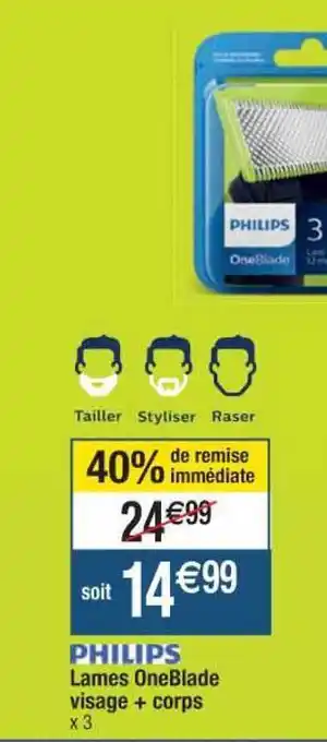Cora x Carrefour Lames Oneblade Visage + Corps Philips offre