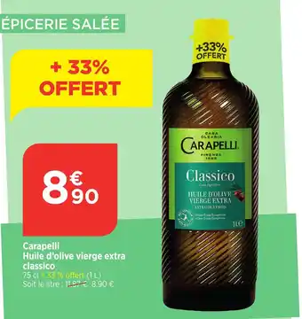 Bi1 Carapelli Huile d'olive vierge extra classico offre