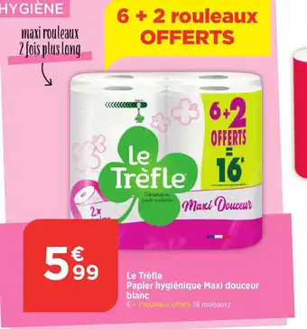 Bi1 Le Trèfle Papier hygiénique Maxi douceur blanc offre